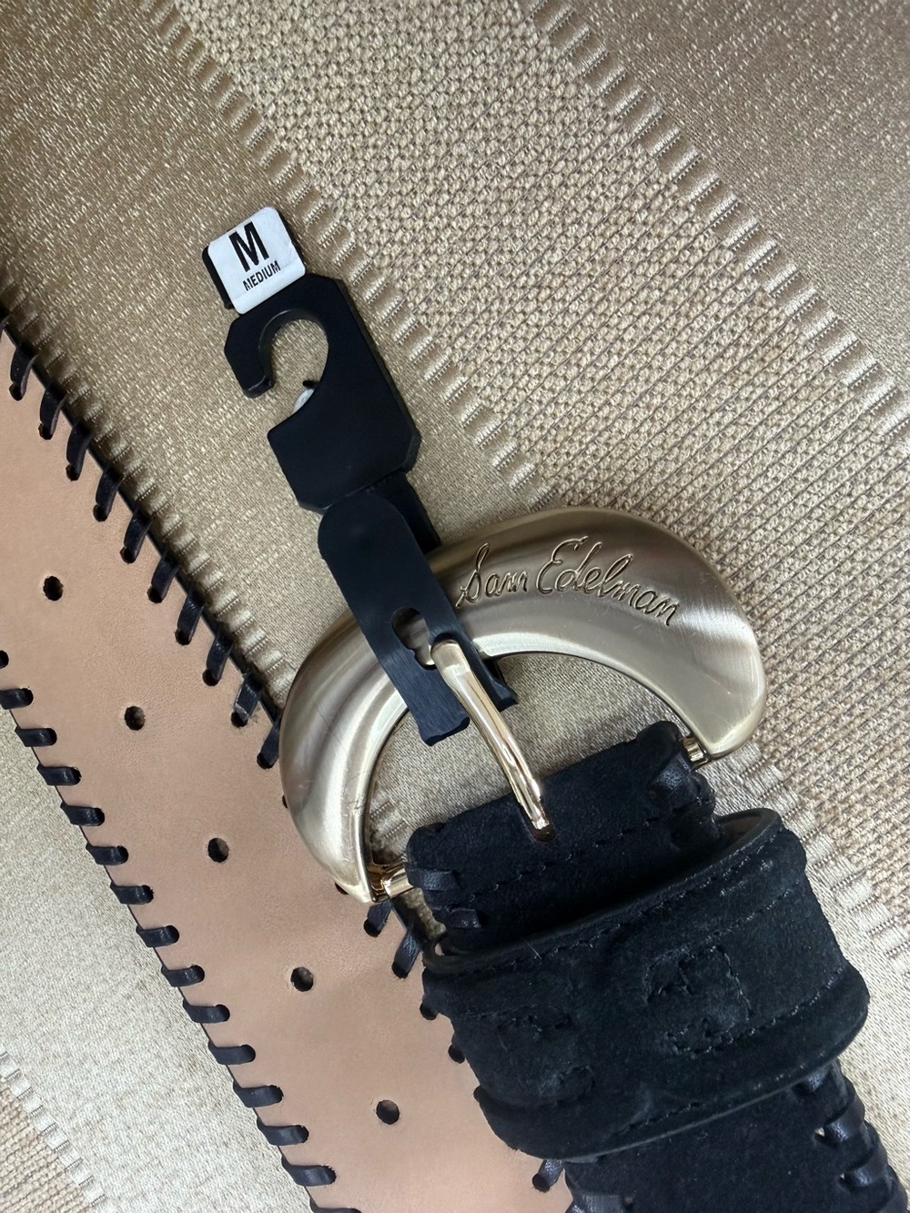 Sam Edelman Black Suede Belt with Gold Buckle New Never used!